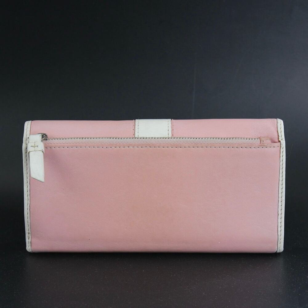 Coach Pink Leather Flap Wallet w/ Checkbook Insert Vintage Y2K Bifold - Picture 2 of 6
